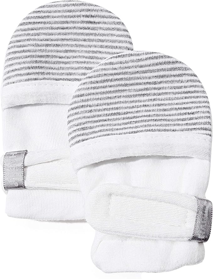 Baby Newborn No Scratch Mittens Stay On, 100% Cotton Adjustable 0-12M | Soft by HAPIU