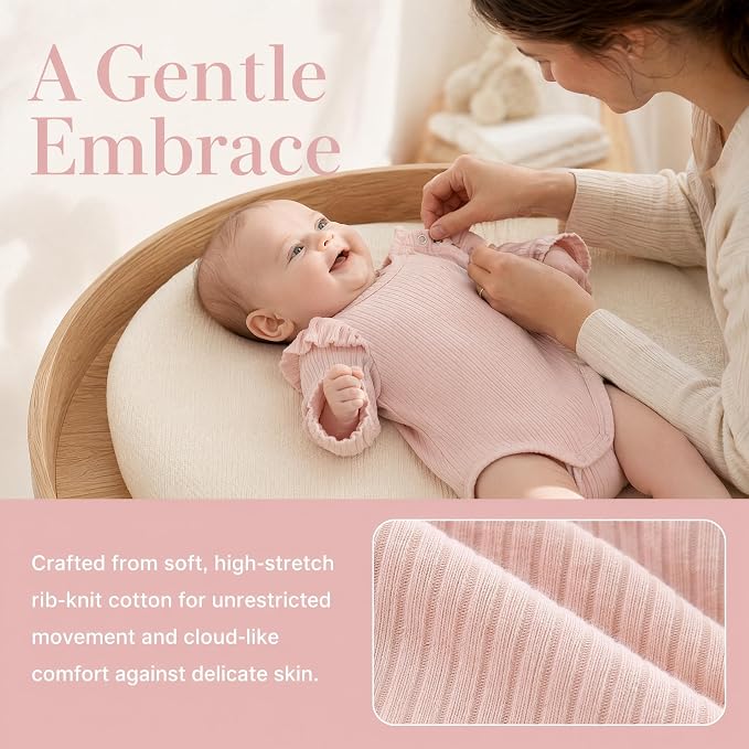 Baby Girl Knit Ruffle Outfit Clothes Ribbed 100% Organic Cotton Solid Color - Image 4