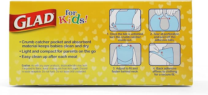 Glad for Kids Disposable Paper Bibs & Crumb Catcher, 30 Ct, 24-Pk | Absorbent - Image 9