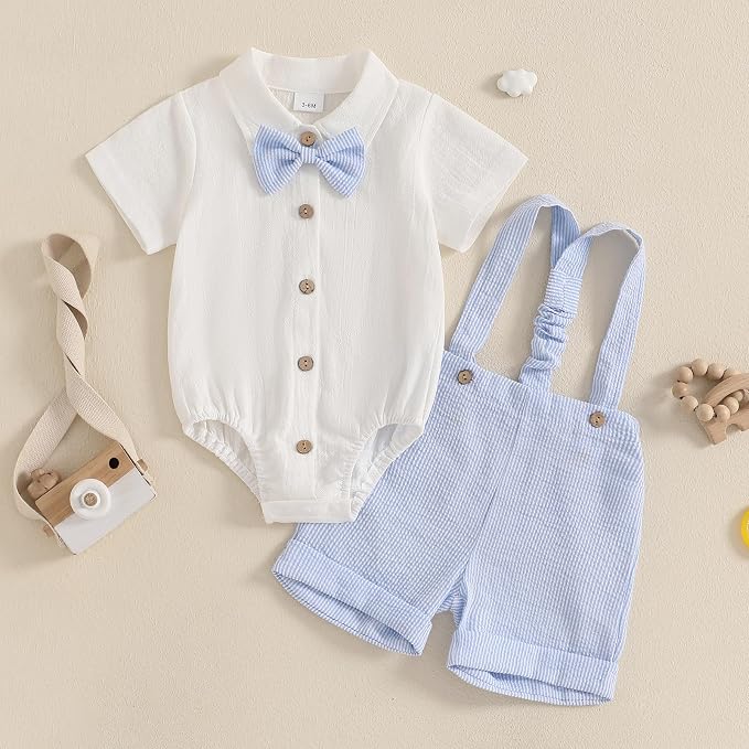 PUHHAPIEY Baby Boy Gentleman Wedding Outfit Dress Romper Suspender Pants | 0 3 - Image 2