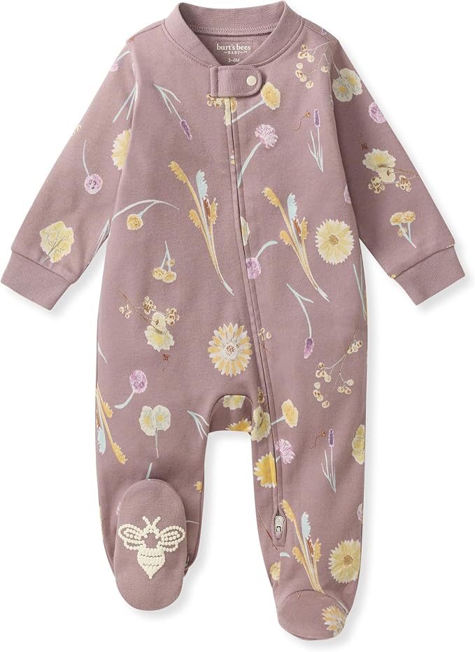 Burt's Bees Baby Girls' Organic Cotton, Sleep and Play Footed Pajamas | Easy by BurtsBeesBaby