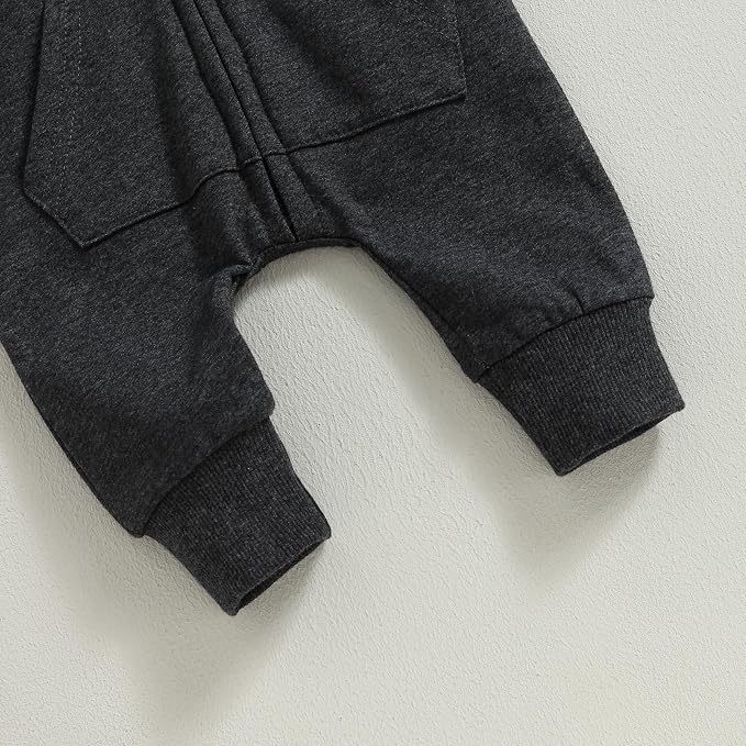 Infant Baby Boy Girl Clothes Solid Hoodie Romper Zip Up Long Sleeve Hooded - Image 7