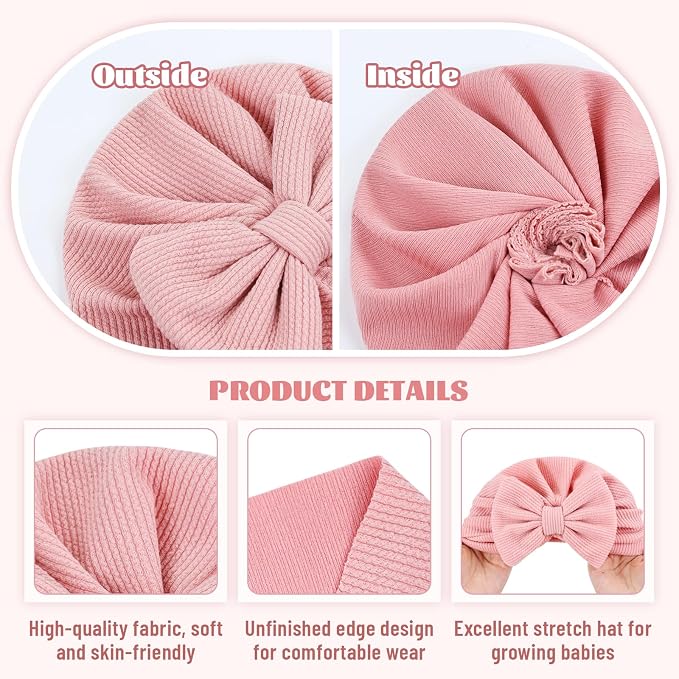 Cinaci 4 Pieces Baby Girls Turban Hats - Image 3