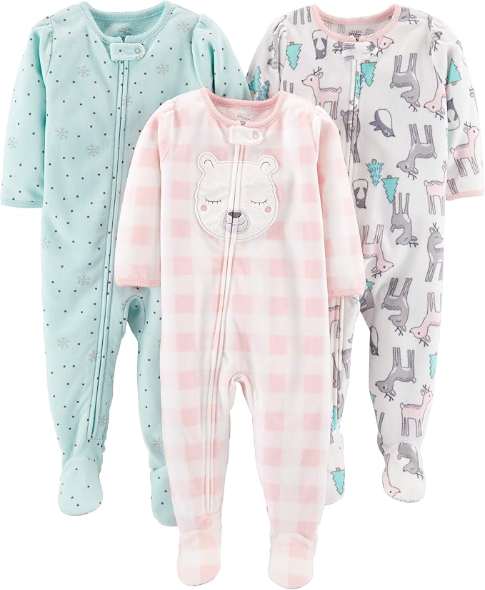 Simple Joys by Carter's Girls Loose-Fit Flame Resistant Fleece Footed Pajamas by SimpleJoysbyCarters