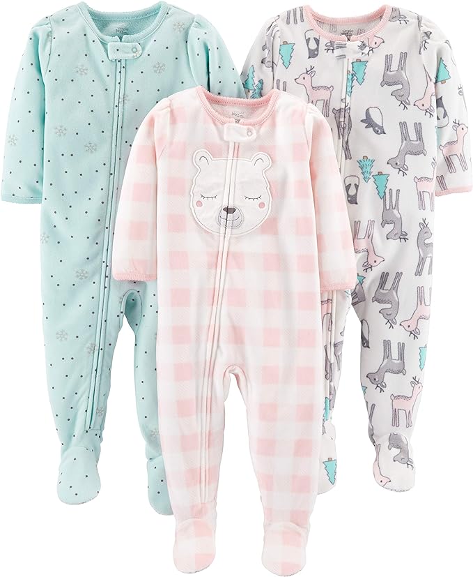 Simple Joys by Carter's Girls Loose-Fit Flame Resistant Fleece Footed Pajamas by SimpleJoysbyCarters