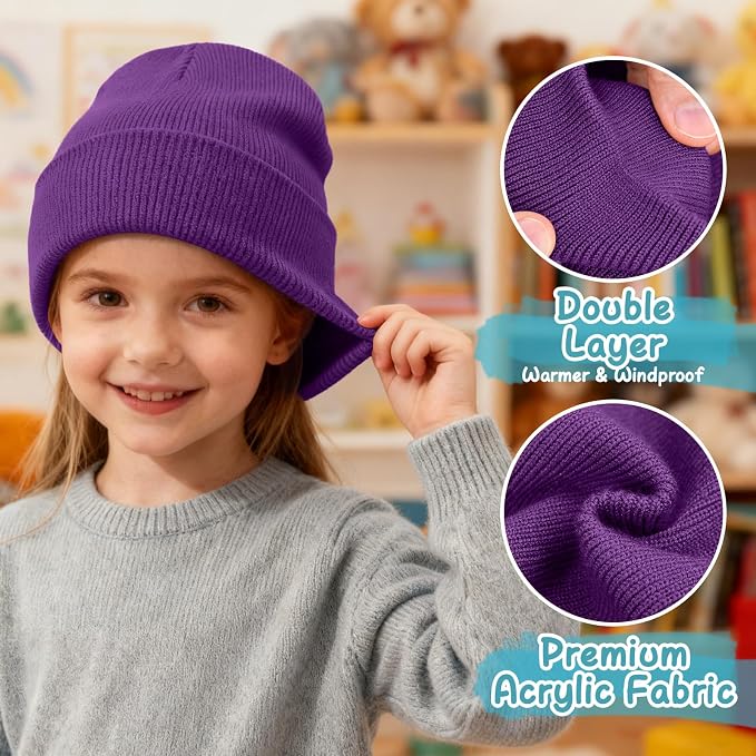 ZOORON Toddler Beanie Baby Kids Beanies Warm Winter Hat Knit Skull Cap - Image 3