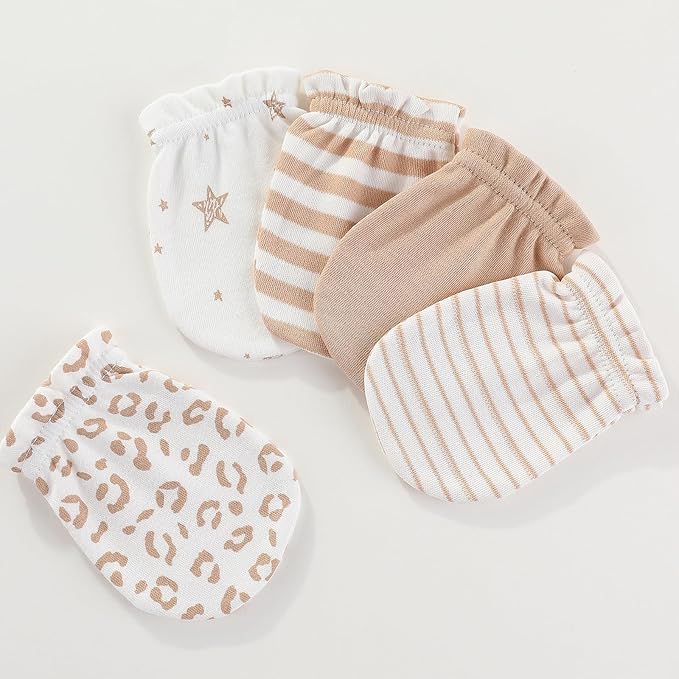 Baby Hat and Mittens Set Newborn Baby Hats Caps for Baby Boys Girls 0-6 Months 100% Cotton