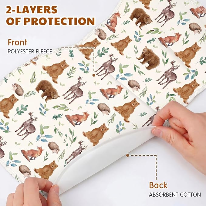 SmoothNovelty 5 Pack Woodland Animal Baby Burp Cloths Soft Absorbent Burping - Image 3