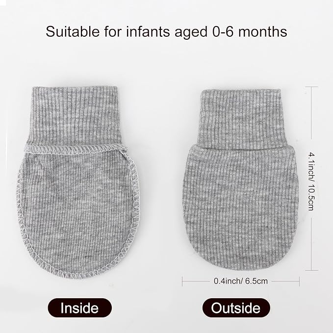 AQOKKA Newborn Baby Mittens No Scratch Cotton Elastic Wrist Gloves Infant - Image 2