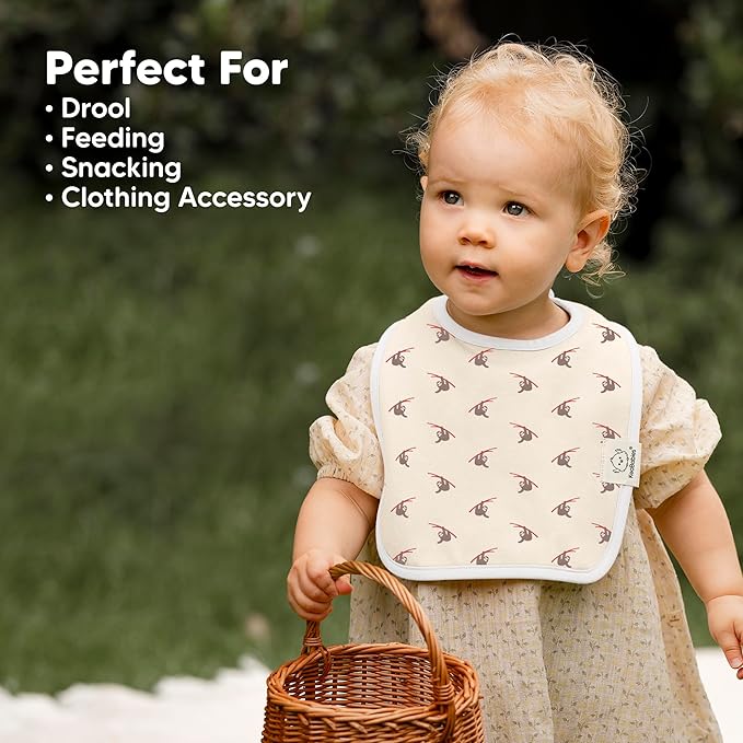 KeaBabies 8-Pack Organic Baby Bibs for Boys, Girls - Super Absorbent Cotton Drool Bibs for Baby Girl & Boy, Teething Toddler, Drooling Newborn, Ultra Soft & Machine Washable (Mesozoic)