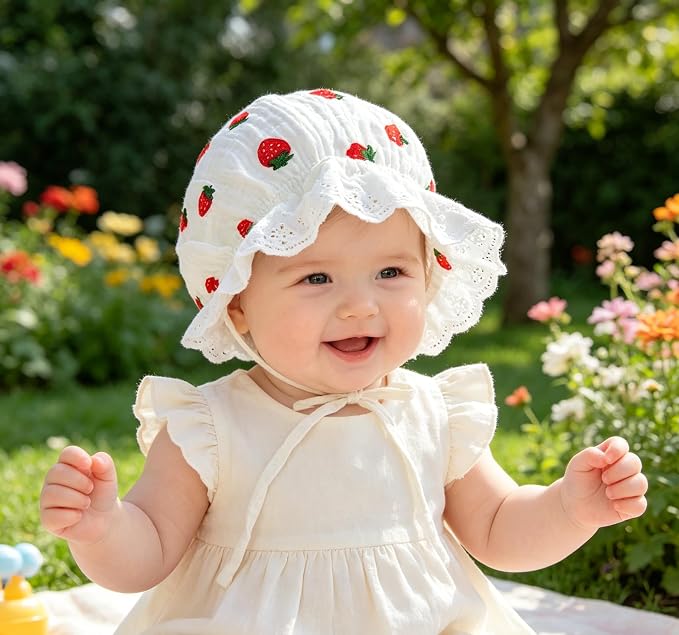 Baby-Girl Soft Breathable-Bonnet Newborn-Infant-Eyelet-Beanie Lace-Sun-Hat | - Image 5