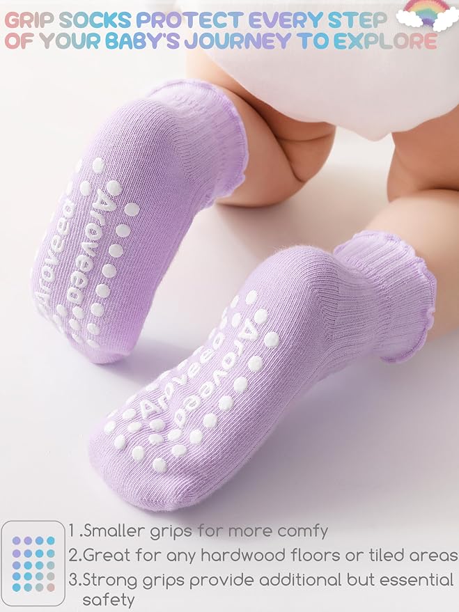 Baby Toddler Girls Socks Grip Ruffle Non Slip Kids Cotton 12 Pack Socks | - Image 6