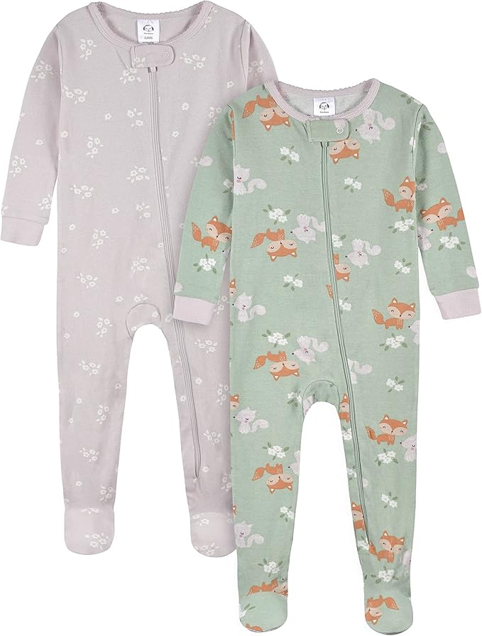 Gerber Baby Girls 4-pack Footed Pajamas - Image 4