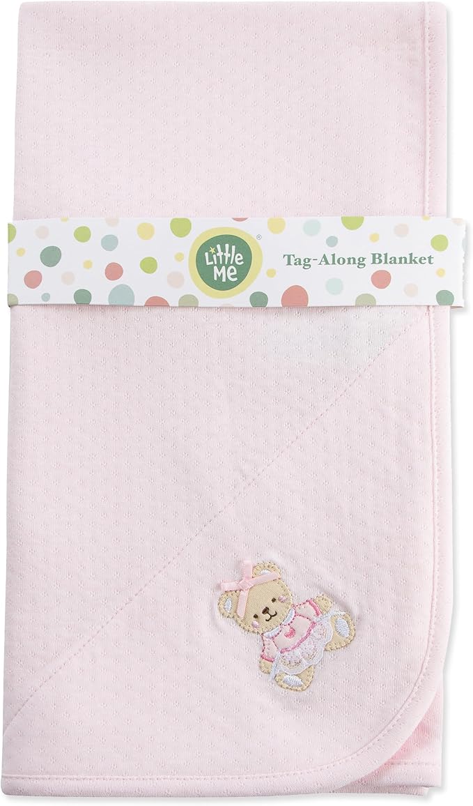 Little Me Blankets for Baby Girls' Pink Bear Swaddling Receiving Blanket by LittleMeChildrensApparel