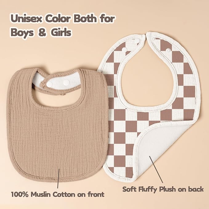 Susurration Muslin Baby Bibs 8 Pack Bandana Drool Bibs, Soft Square Adjustable - Image 6