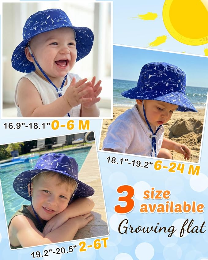 Baby Sun Hat Kids Summer Sun Protection Toddler Bucket Hat Wide Brim Adjustable - Image 5