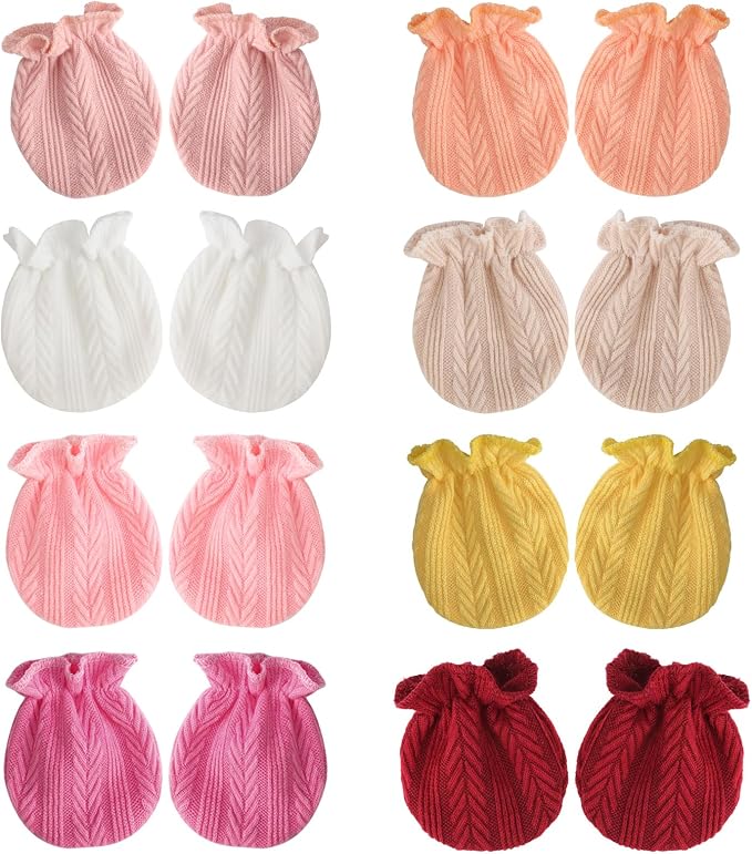 BQUBO Newborn Infant Toddler Mittens No Scratch Cotton Elastic Wrist Gloves by DRESHOW