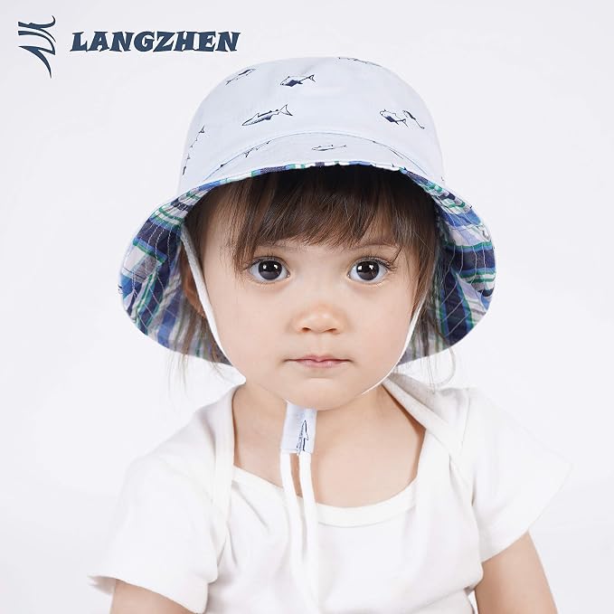 LANGZHEN Sun Protection Hat for Kids Toddler Boys Girls Wide Brim Summer - Image 2