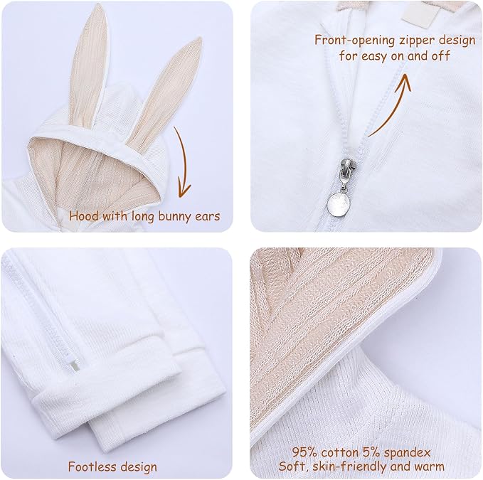 Simplee kids Baby Bunny Outfits Romper, Zipper Up - Image 3