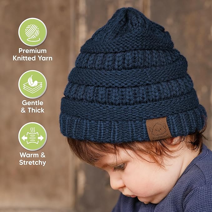 3-Pack Baby Beanies for Boys, Girls - Stretchy Knit Baby Hats, Cute Newborn & Toddler Winter Hat, Soft & Warm Infant Beanie 0-6 Months (Icelandic, S)