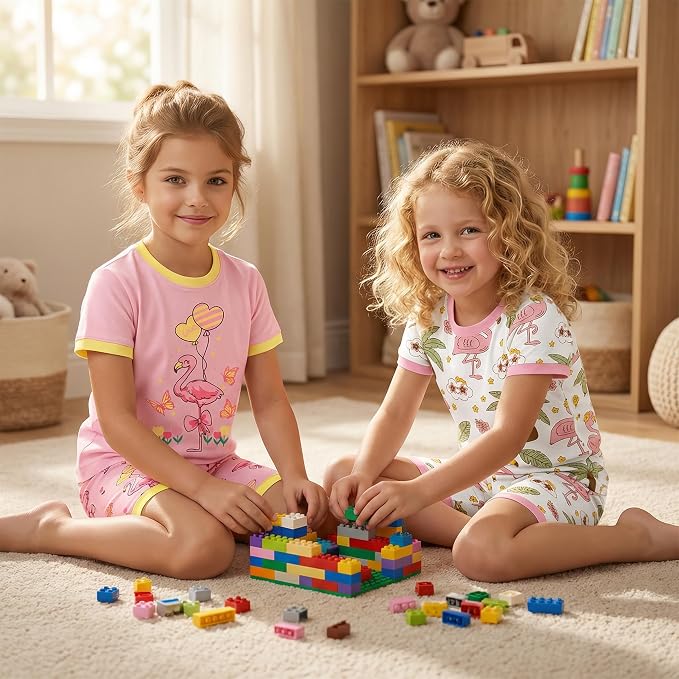 DAUGHTER QUEEN Girls Summer Pajamas Set 4 Pieces 100% Cotton Sleepwear Size 18 - Image 2