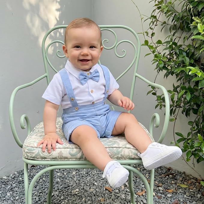 PUHHAPIEY Baby Boy Gentleman Wedding Outfit Dress Romper Suspender Pants | 0 3 - Image 2