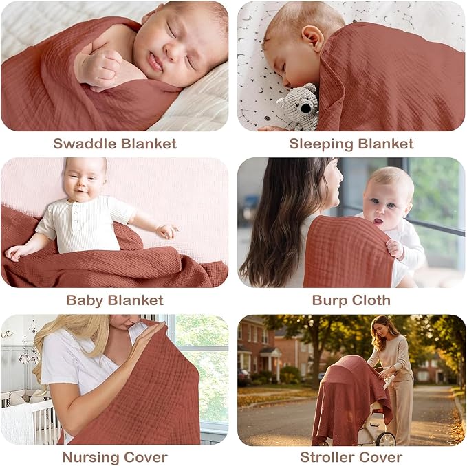 100% Organic Cotton 2 PK Muslin Baby Blanket Unisex 47x47 Inch | Oeko-TEX - Image 8
