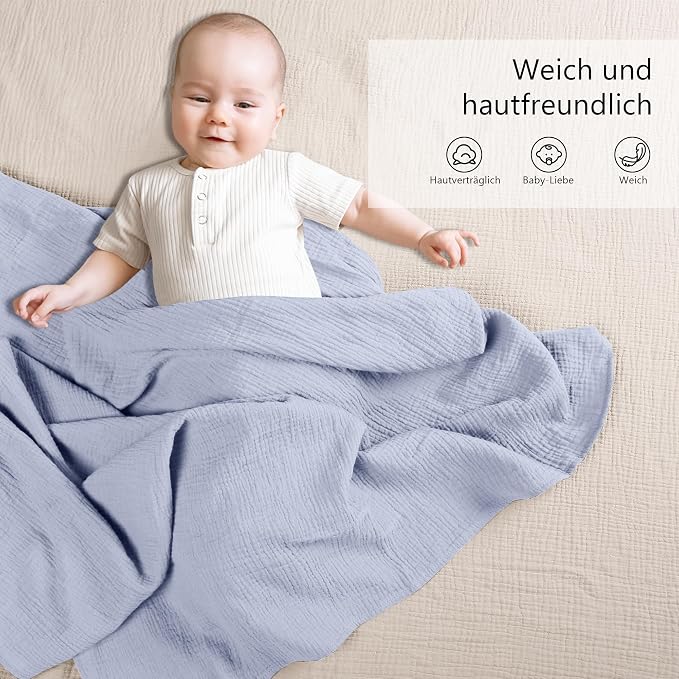 Susurration Muslin Receiving Blanket, 100% Cotton Swaddle Blankets - Image 2