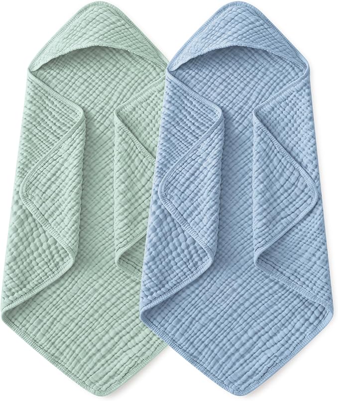 Yoofoss Hooded Baby Bath Towels 2 Pack 100% Muslin Organic Cotton by YOOFOSS