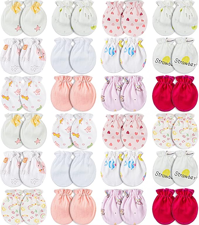 Geyoga 24 Pairs Newborn Baby Mittens No Scratch by Geyoga