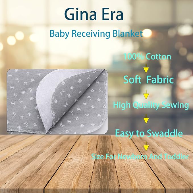 Gina Era Flannel Receiving Blankets, Baby Swaddle Blankets 100% Cotton 4 Pcs - Image 2