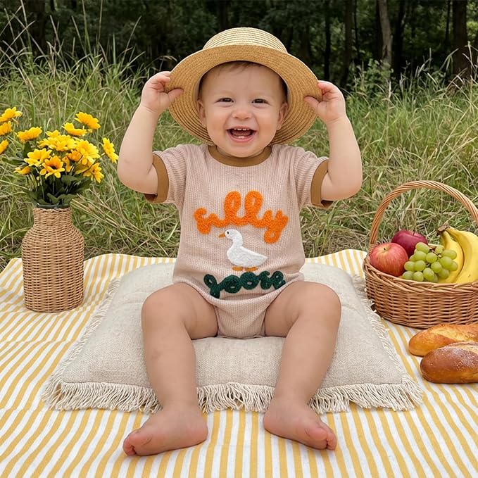 Newborn Baby Boy Girl Summer Clothes Funny Print Sweatshirt Romper Oversized - Image 2