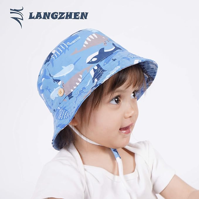 LANGZHEN Sun Protection Hat for Kids Toddler Boys Girls Wide Brim Summer - Image 3