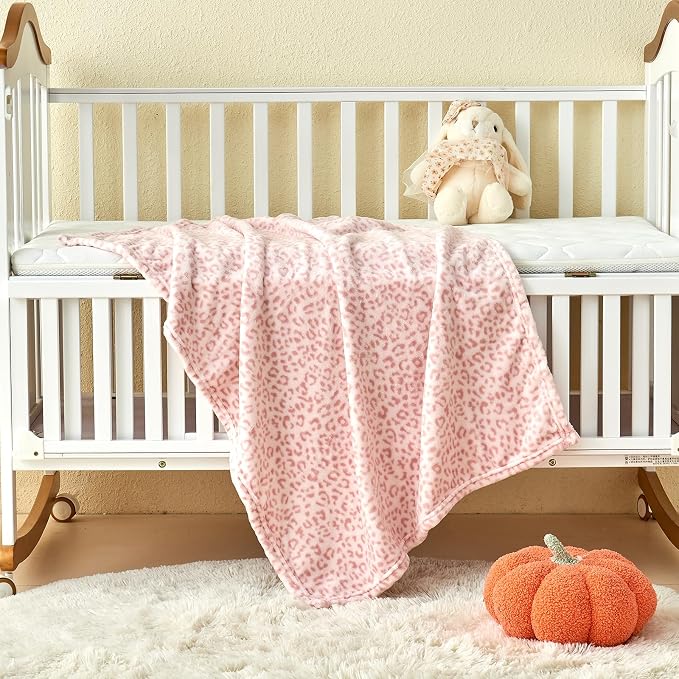 Yurhap Leopard Print Baby Blanket Fleece Baby Blankets - Image 5