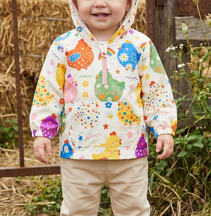 Toddler Windbreaker Jacket Baby Girl Hooded Zip Up Sweatshirt Winter Jacket - Image 2