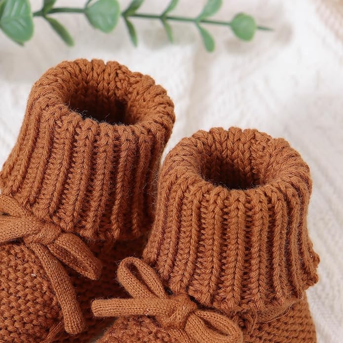 Hadetoto Baby Booties Cotton Newborn Boys Girls Shoes Knit Socks | Cozy Warm - Image 4