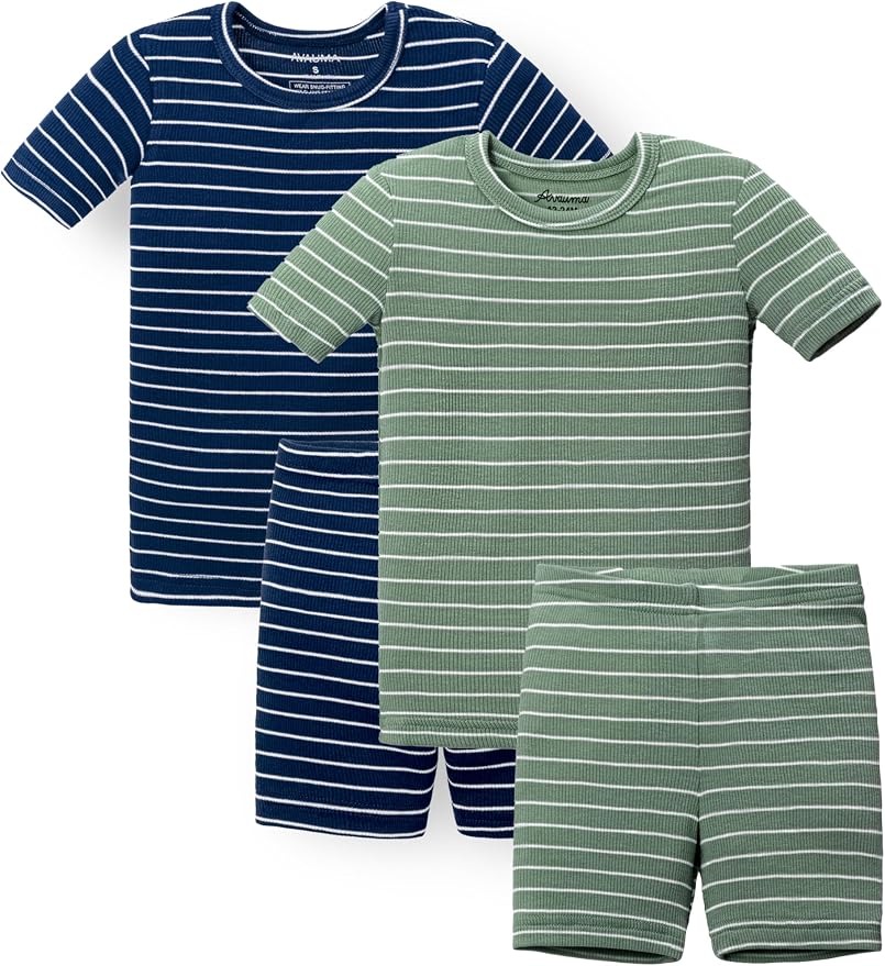 AVAUMA Stripe Pattern Baby Boys Girls Pajama Set Kids Toddler Snug fit Ribbed by AVAUMA