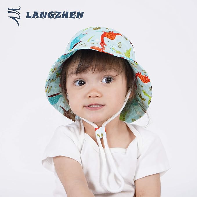 LANGZHEN Sun Protection Hat for Kids Toddler Boys Girls Wide Brim Summer - Image 3