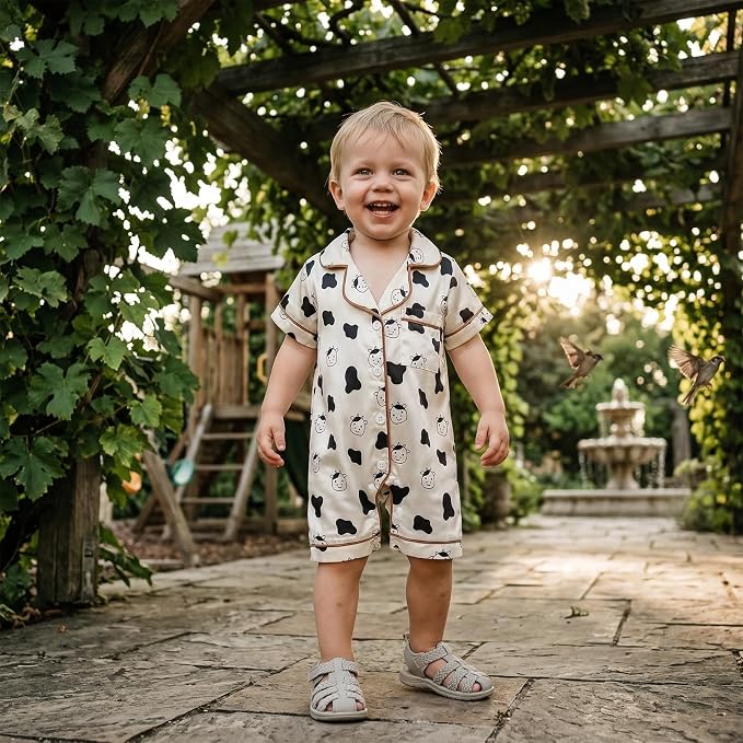 Kuriozud Baby Girl Boy Romper Pajamas Onesie Short Sleeve Button Down Pjs - Image 5