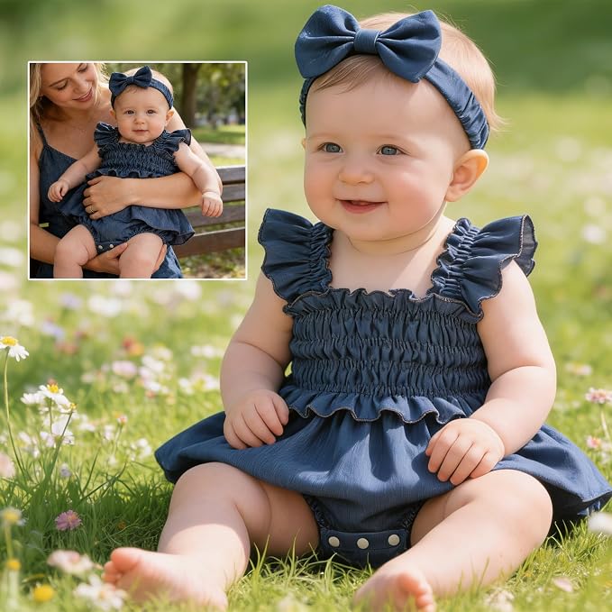 YOUNGER TREE Baby Girl Clothes Ruffle Romper Boho Dress Summer Cake Smash - Image 2