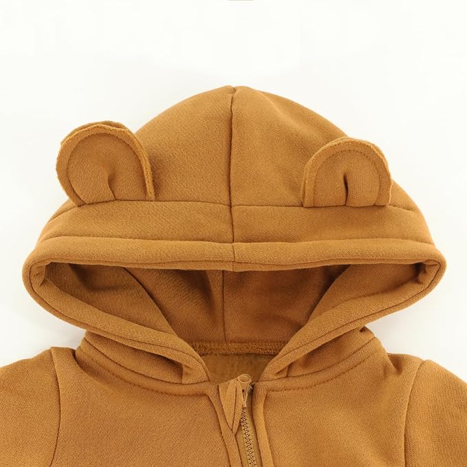 Baby Jumpsuit Hoodie Romper Zipper Long Sleeve One Piece Outfits Warm Clothes - Image 3