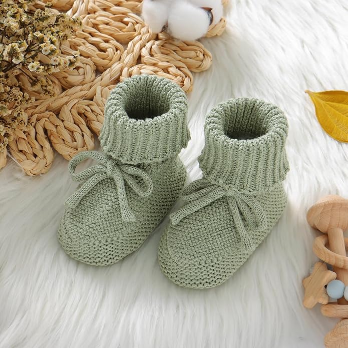 Hadetoto Baby Booties Cotton Newborn Boys Girls Shoes Knit Socks | Cozy Warm - Image 3