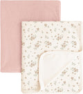 Konssy Knit Baby Blanket 2 Pack, Soft Ribbed Swaddle Receiving Blankets for Boys & Girls, Lightweight Cozy Swaddling Wrap for Newborns, Infants, & Toddlers, 33x42 Inch (Blossom,Pink)