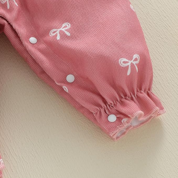 Newborn Baby Girl Clothes Ruffle Sleeve Jumpsuit Corduroy Floral - Image 6