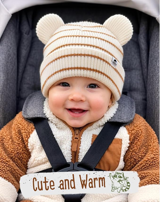 FURTALK Baby Beanie with Bear Ear Warm Knit Winter Hat - Image 3