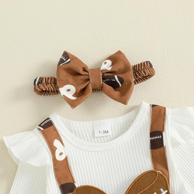 Newborn Baby Girl Clothes Ruffle Sleeve Jumpsuit Corduroy Floral - Image 3