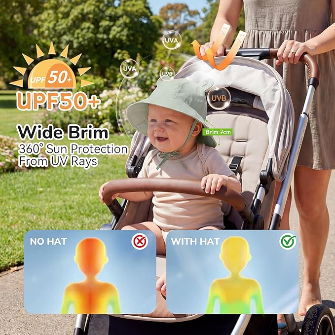 Zando Wide Brim Baby Sun Bucket Hat 0-4T UPF 50+ - Image 2