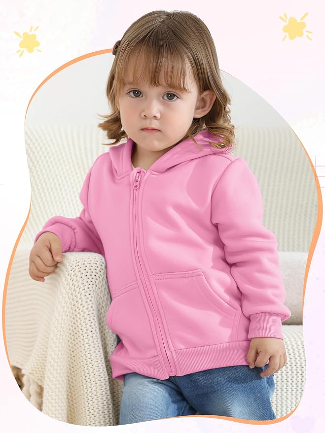 Cooraby 3 Pieces Baby and Toddler Girls Fleece Full-Zip Hoodies Lightweight - Image 5
