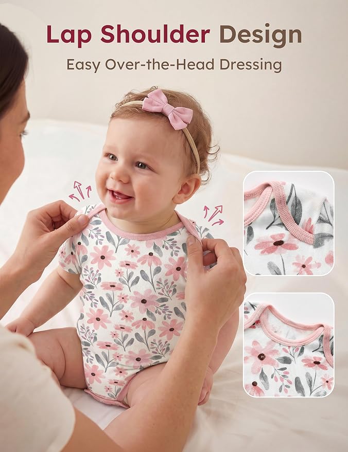 Yoofoss Baby Bodysuits 100% Organic Cotton Baby Short Sleeve Baby Boys Girls - Image 3