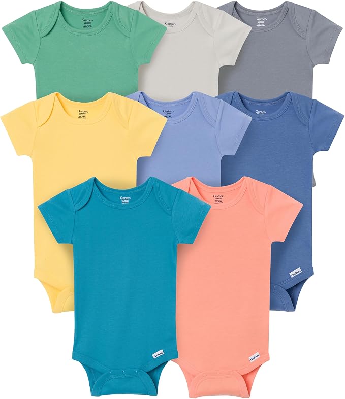 Gerber Baby Boys & Girls 8-Pack Short Sleeve Onesies Bodysuits by Gerber